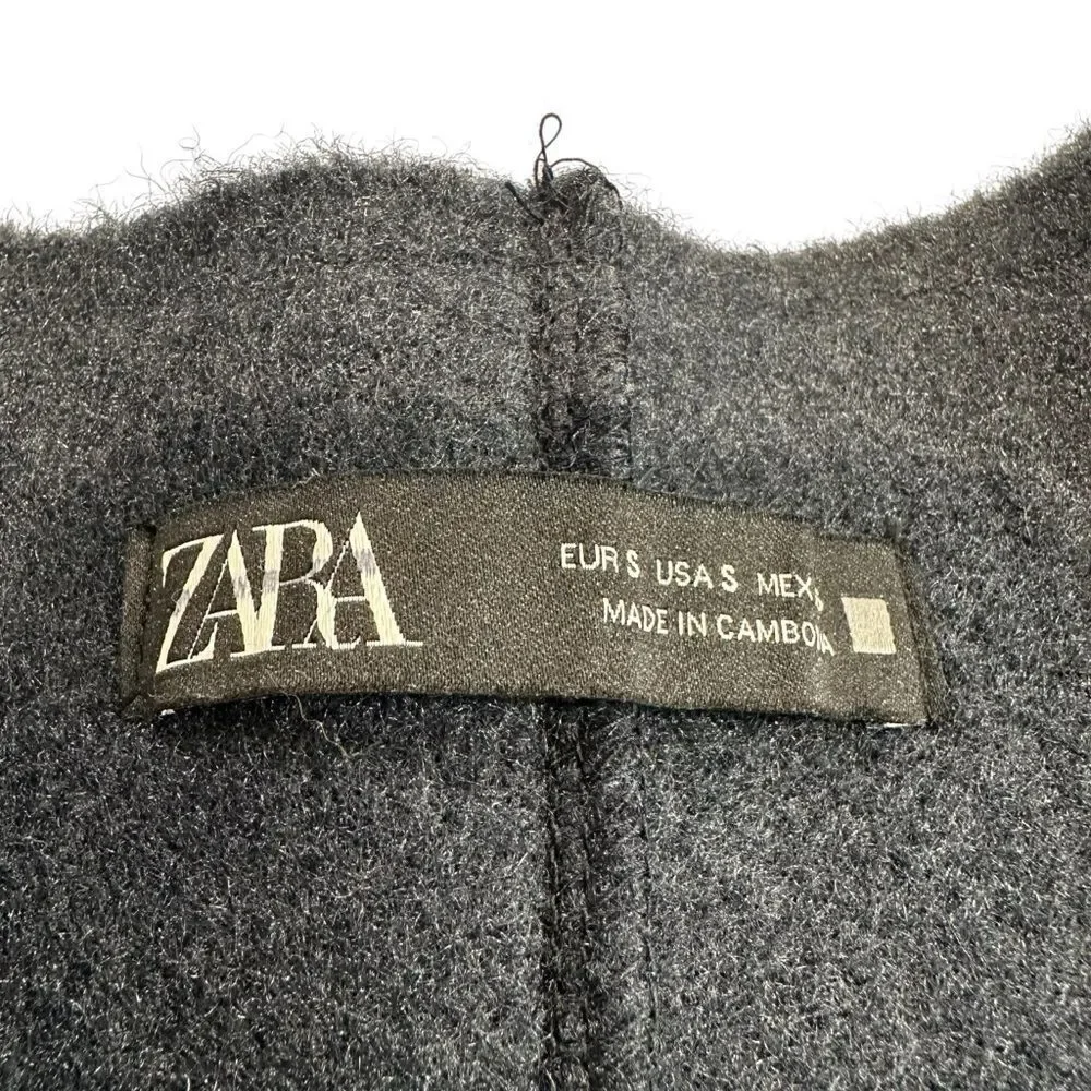Zara Navy‎ Blue Long Winter Vest Small